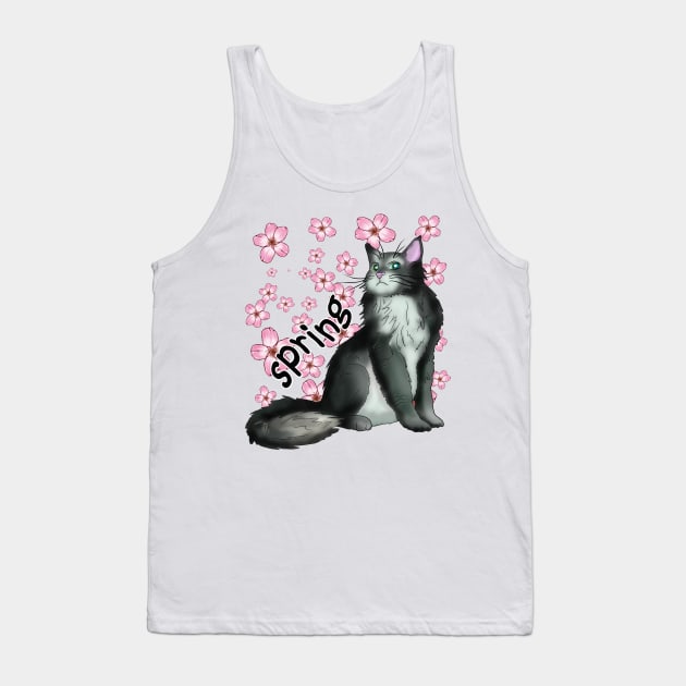 A black and white cat for Spring Tank Top by cuisinecat